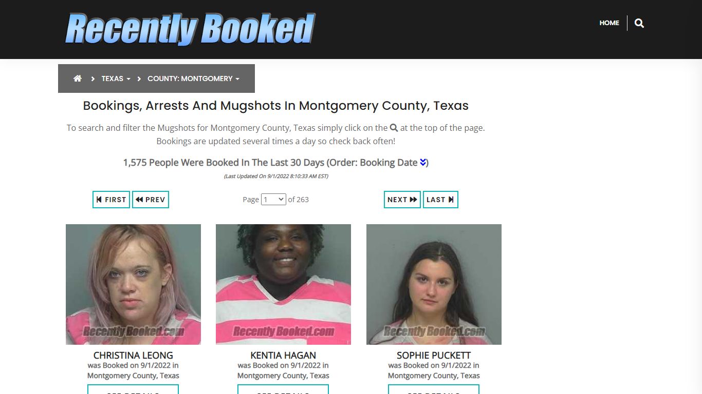 Bookings, Arrests and Mugshots in Montgomery County, Texas