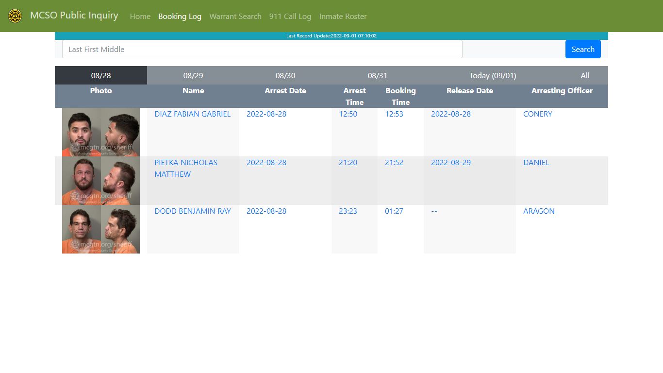 MCSO Public Inquiry: Booking Log - api.mcgtn.org